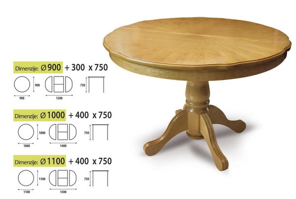 P-7 nagyobbítható asztal 100/140 kör