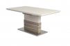 Martin nagyobbítható asztal cappuccino, antik tölgy díszítéssel, saválló acél talp 90x160/200 cm